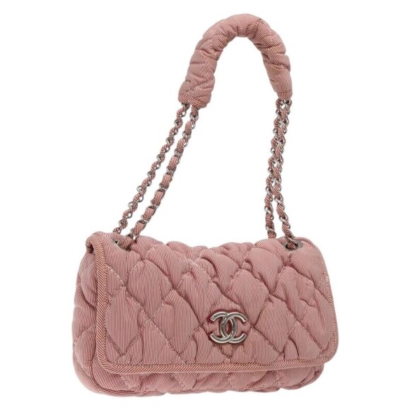 CHANEL Ultra Stitch Chain Shoulder Bag Nylon Red Silver CC Auth 132483 - Picture 1 of 16